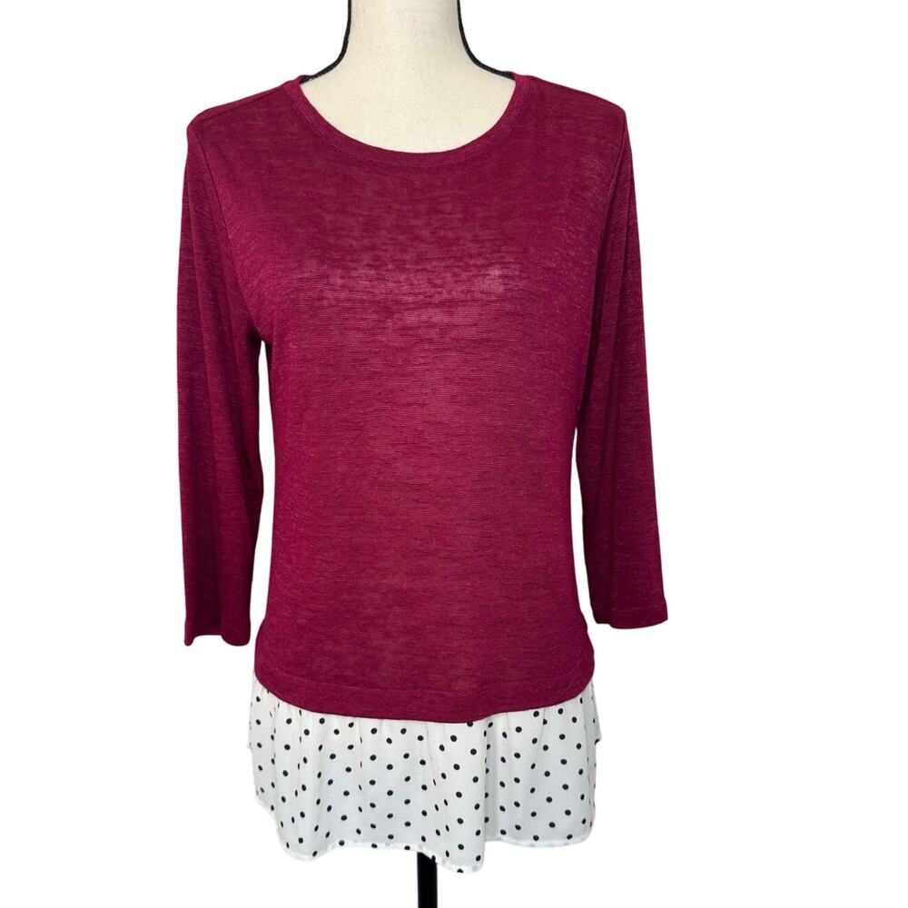 VAN HEUSEN Tops‎ Women's Small Half Sleeve Bottom Layer Polka Dot Blouse